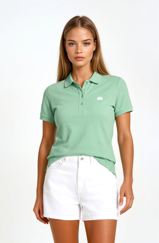 SANDBURGRITTER SHOP DAMEN POLO SHIRT GRÜN front