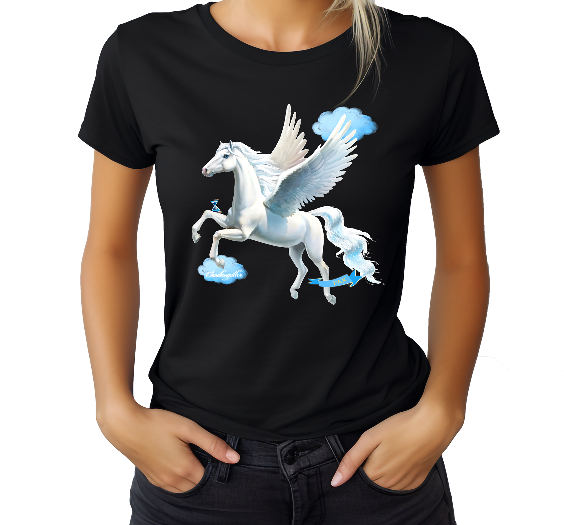 SANDBURGRITTER® SHOP • DAMEN T-SHIRT PEGASUS • www.sandburgritter.shop